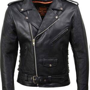 Men's Black Genuine Leather Motorcycle Jacket